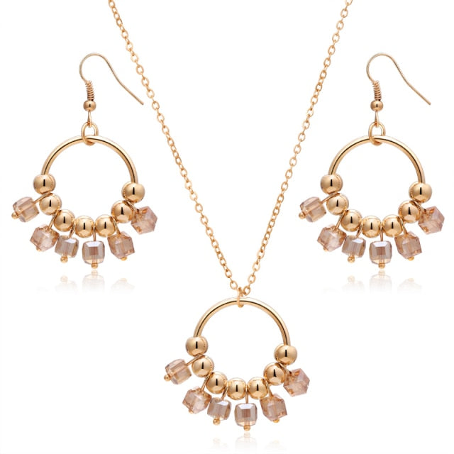 Trendy Necklace Earrings Bracelet And Ring Set