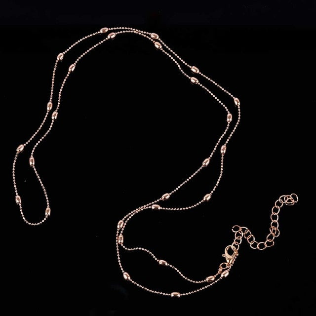 Summer Beach Body Jewelry for Women Accessory Gold Colors Copper Beads Waist Belly Chains Necklaces