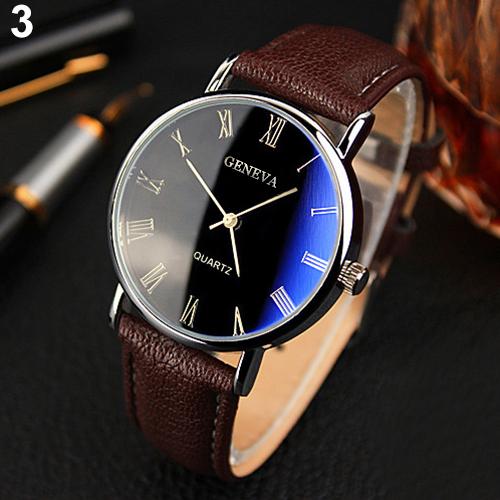 Blu-Ray Geneva Faux Leather Analog Wrist Watch