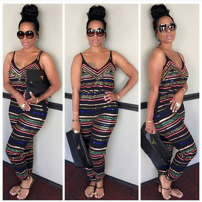 Stripe Sleeveless V-neck Romper