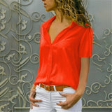 Chiffon Multi Color Button Up Blouse