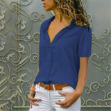 Chiffon Multi Color Button Up Blouse