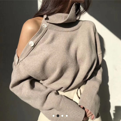 Elegant Strapless Knitted Sweater
