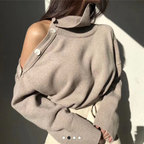 Elegant Strapless Knitted Sweater