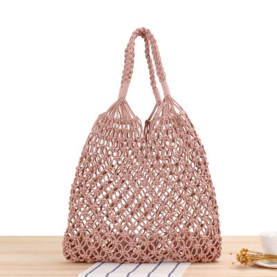 Vintage Round Straw Beach Bag