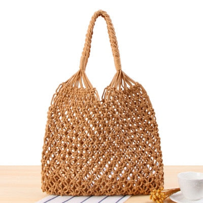 Vintage Round Straw Beach Bag