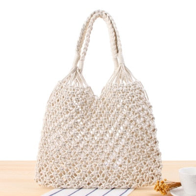 Vintage Round Straw Beach Bag