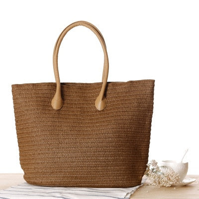Vintage Round Straw Beach Bag