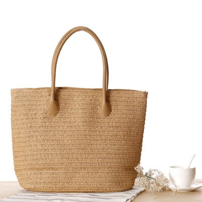 Vintage Round Straw Beach Bag