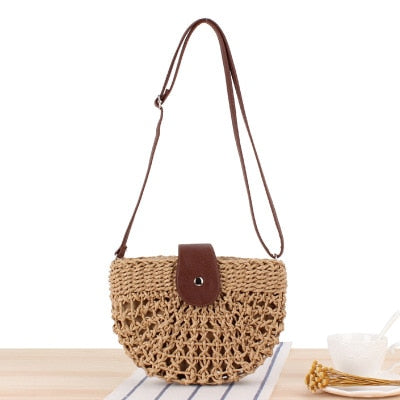 Vintage Round Straw Beach Bag