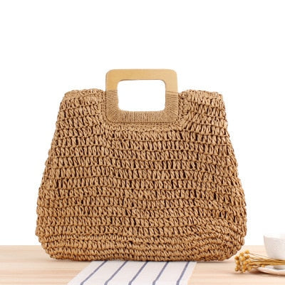 Vintage Round Straw Beach Bag