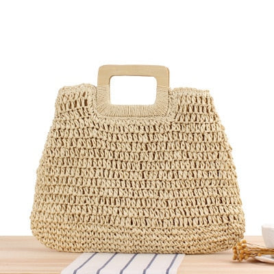 Vintage Round Straw Beach Bag