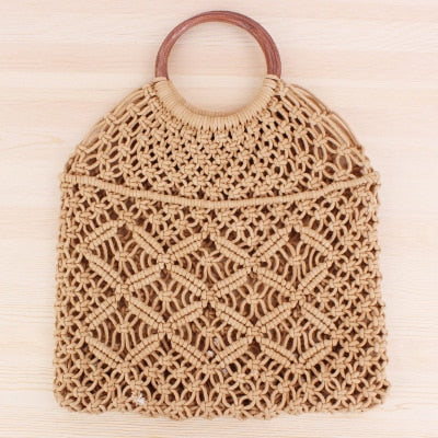 Vintage Round Straw Beach Bag