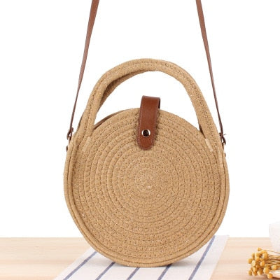 Vintage Round Straw Beach Bag