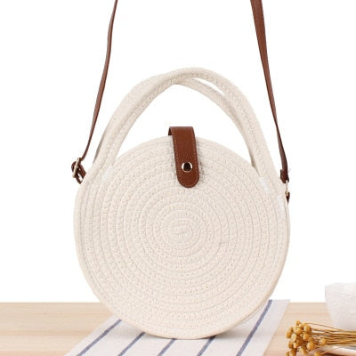 Vintage Round Straw Beach Bag