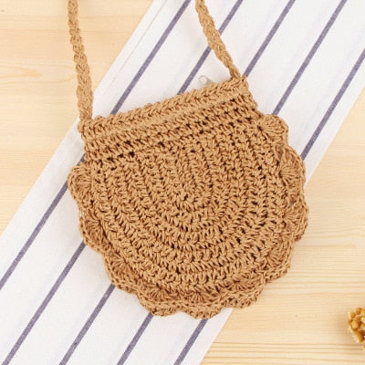 Vintage Round Straw Beach Bag