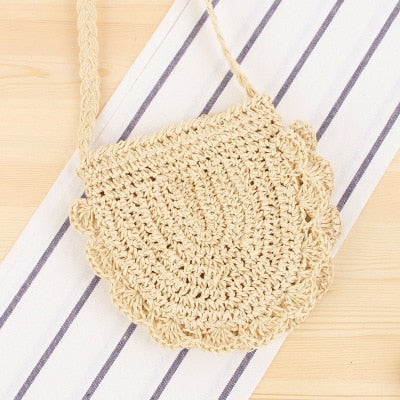 Vintage Round Straw Beach Bag