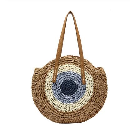 Vintage Round Straw Beach Bag