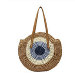 Vintage Round Straw Beach Bag
