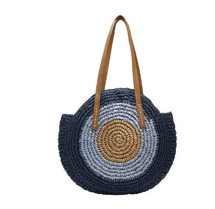 Vintage Round Straw Beach Bag