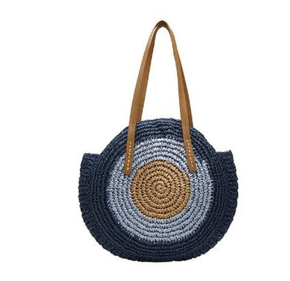 Vintage Round Straw Beach Bag