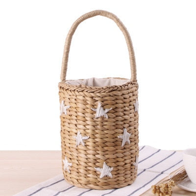 Vintage Round Straw Beach Bag