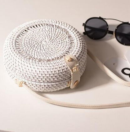 Round Straw Shoulder Bag