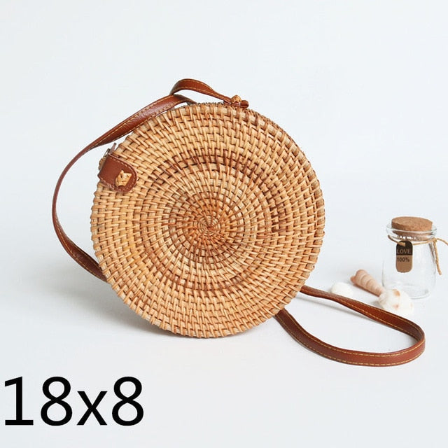 Round Straw Shoulder Bag