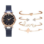 5 Piece Starry Sky Fashion Watch And Bracelet Set