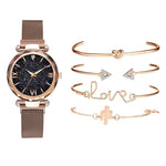 5 Piece Starry Sky Fashion Watch And Bracelet Set