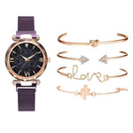 5 Piece Starry Sky Fashion Watch And Bracelet Set