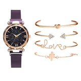 5 Piece Starry Sky Fashion Watch And Bracelet Set