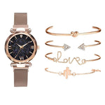 5 Piece Starry Sky Fashion Watch And Bracelet Set