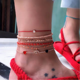 Layered Pendant Chain Ankle Bracelet ( 18 Designs)