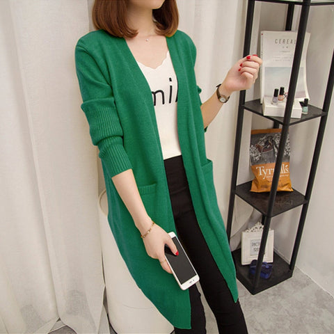 Mid-Length Long-Sleeved Cardigan Sweater