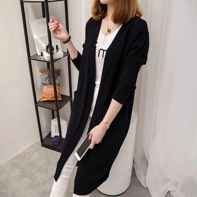 Mid-Length Long-Sleeved Cardigan Sweater