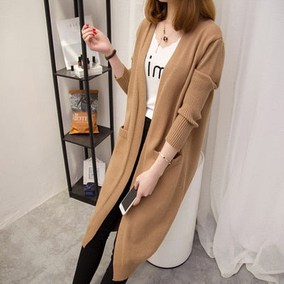 Mid-Length Long-Sleeved Cardigan Sweater