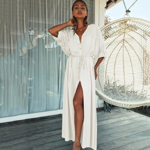 Leaf Print Bikini Beach Cover Up