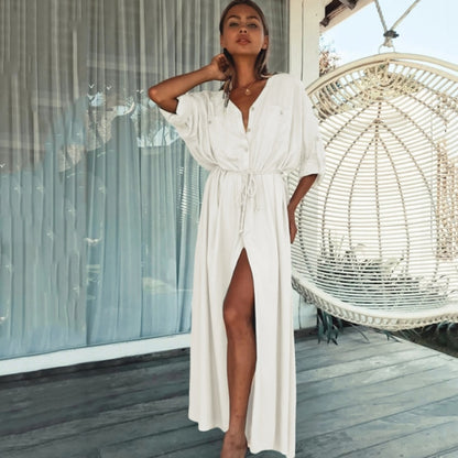 Leaf Print Bikini Beach Cover Up