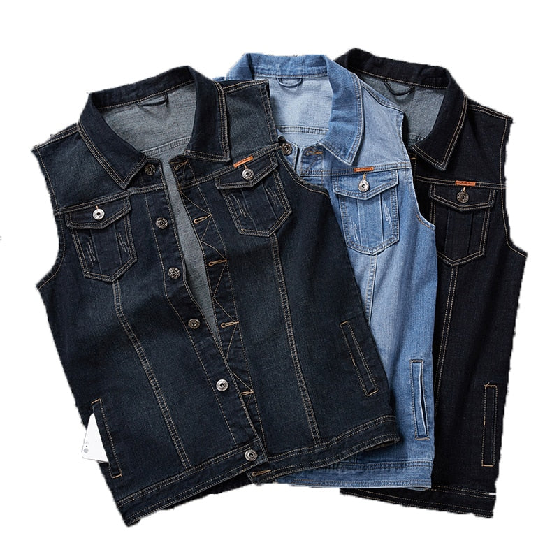 Cotton Denim Sleeveless Jacket Vest
