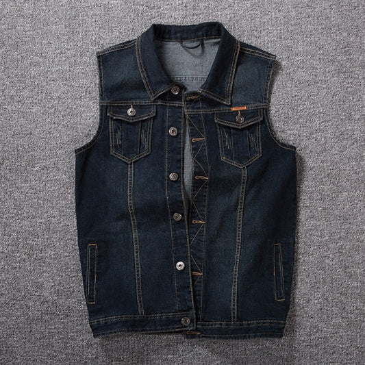 Cotton Denim Sleeveless Jacket Vest