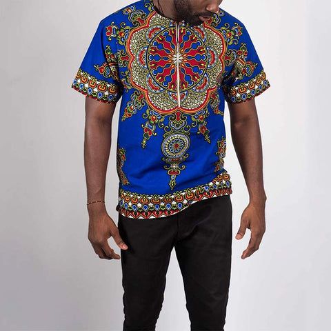 Ethnic Print Short Sleeve Dashiki