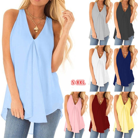 Solid Color Sleeveless Summer Shirt