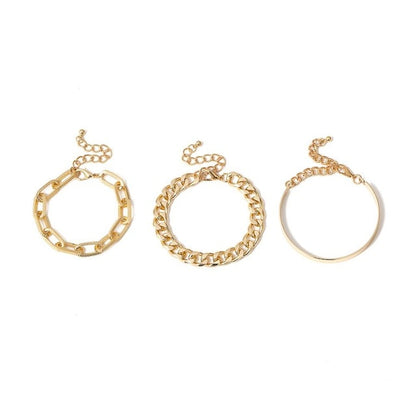 4 Piece Cuban Chain Bracelet And Bangle Set