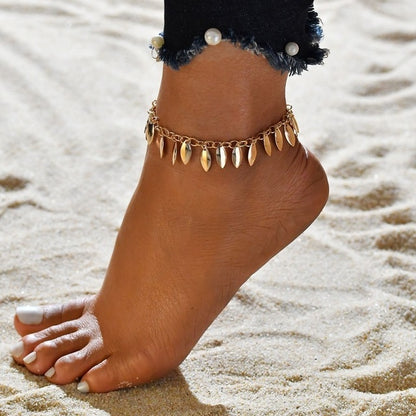 3 Piece Gold Color Chain Anklets