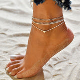 3 Piece Gold Color Chain Anklets