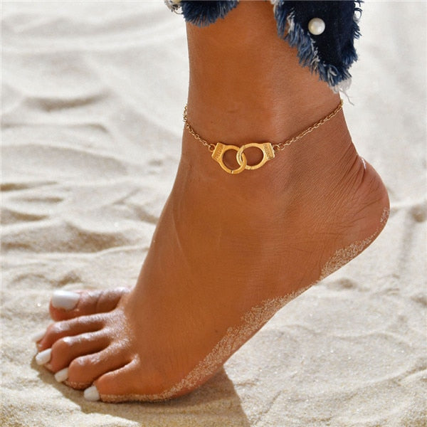 3 Piece Gold Color Chain Anklets
