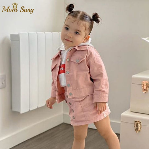 Baby Girl Jean Jacket And Skirt Set
