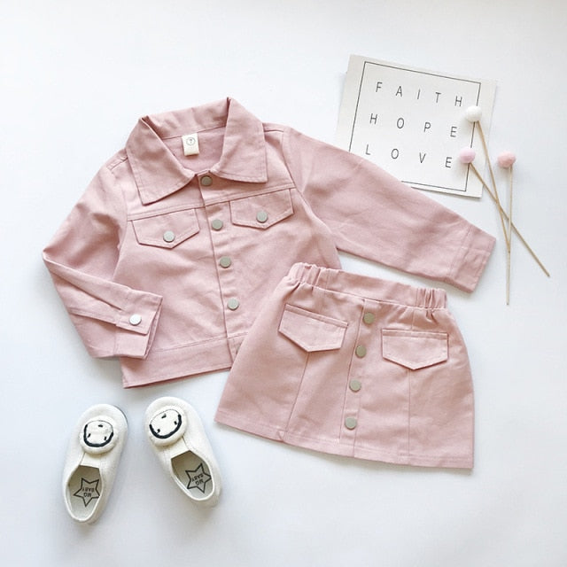 Baby Girl Jean Jacket And Skirt Set