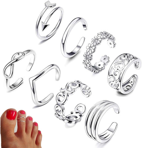 Summer Beach Vacation Knuckle Foot Adjustable Open Toe & Finger Ring Sets
